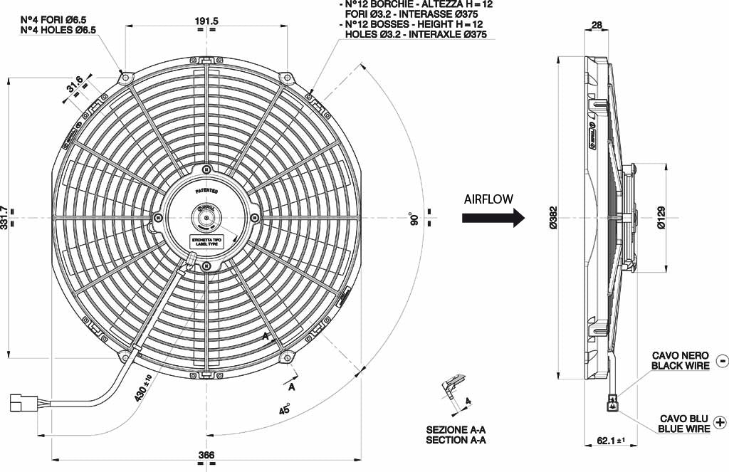 SPAL fan 350 mm — puller